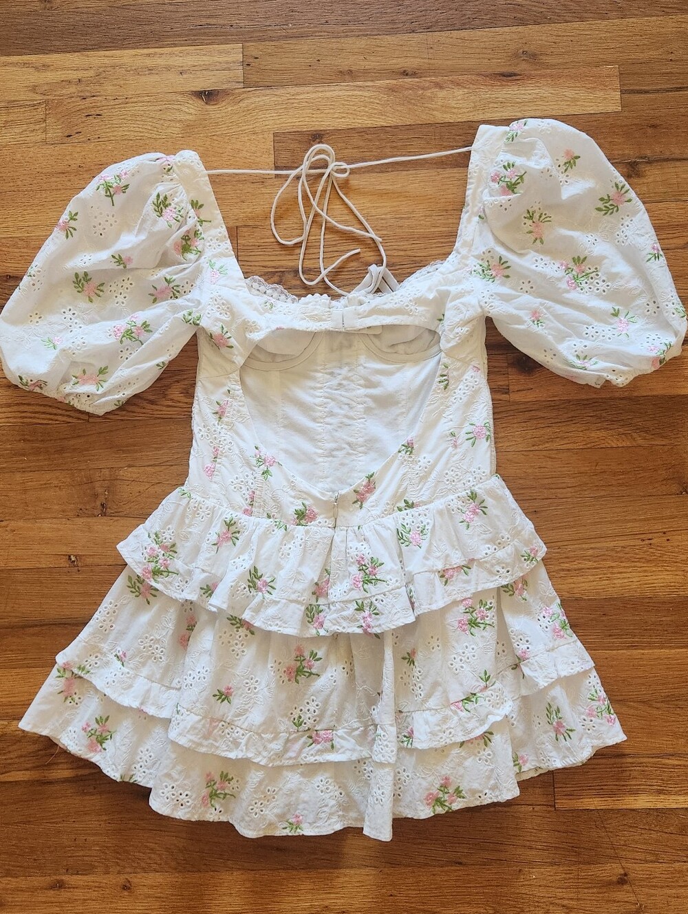 For Love & Lemons Kinsley Eyelet Mini Dress Sz M - Picture 7 of 12
